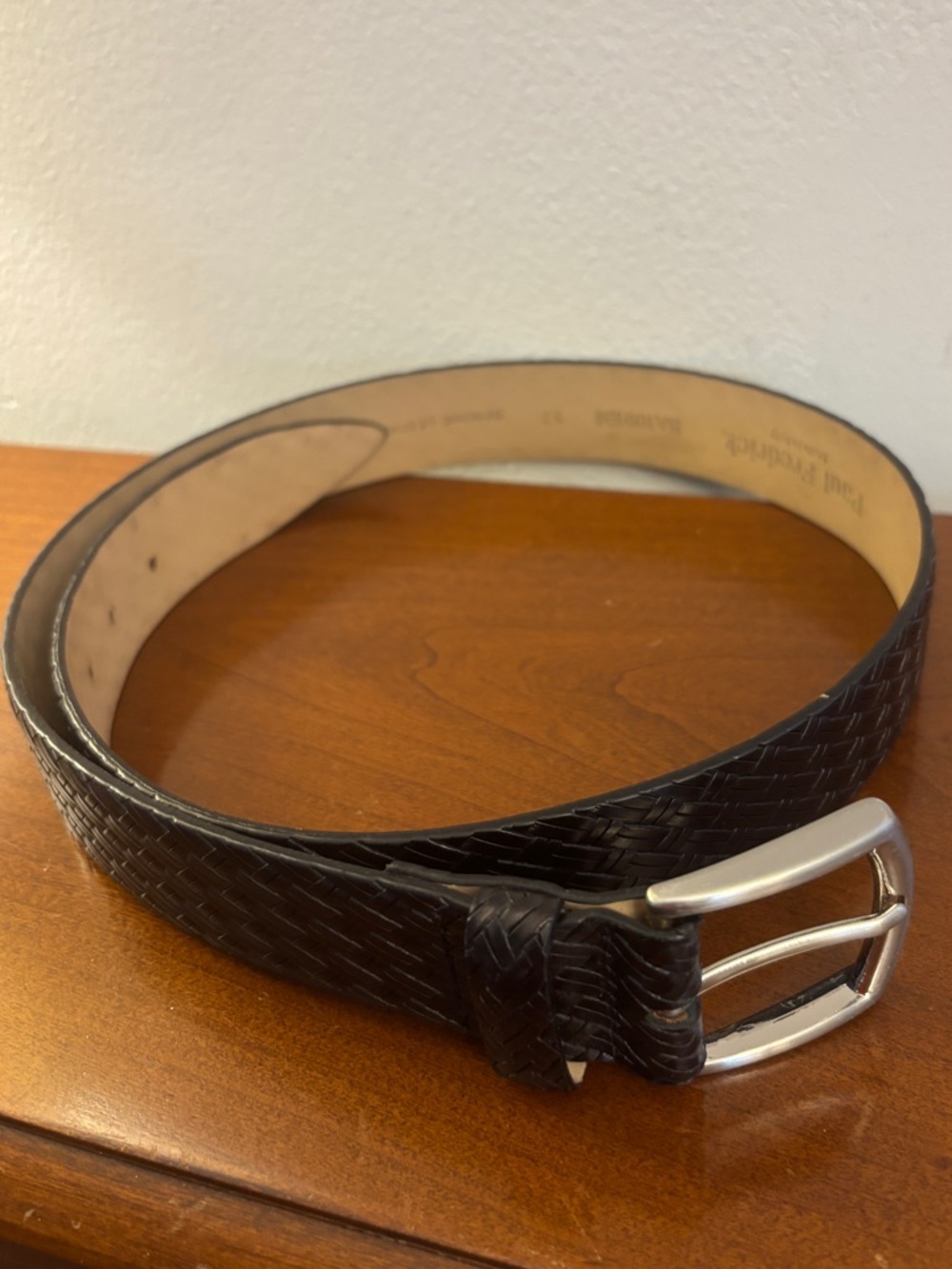 Paul Fredrick Woven Leather Belt Size 32 Made in Italy